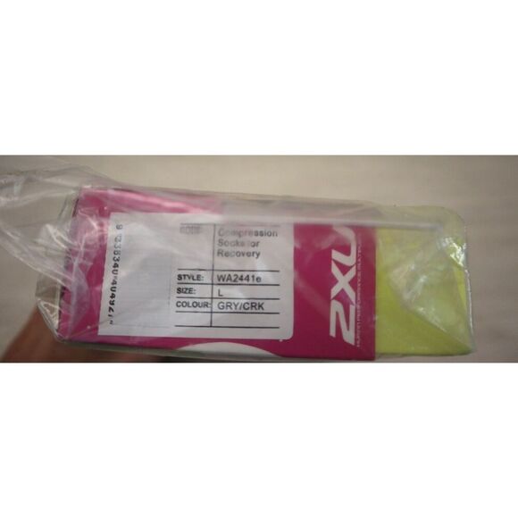 2XU WA2441e Women's Sz L Gray/Cerise Pink Compression Socks for Recovery - Picture 3 of 6